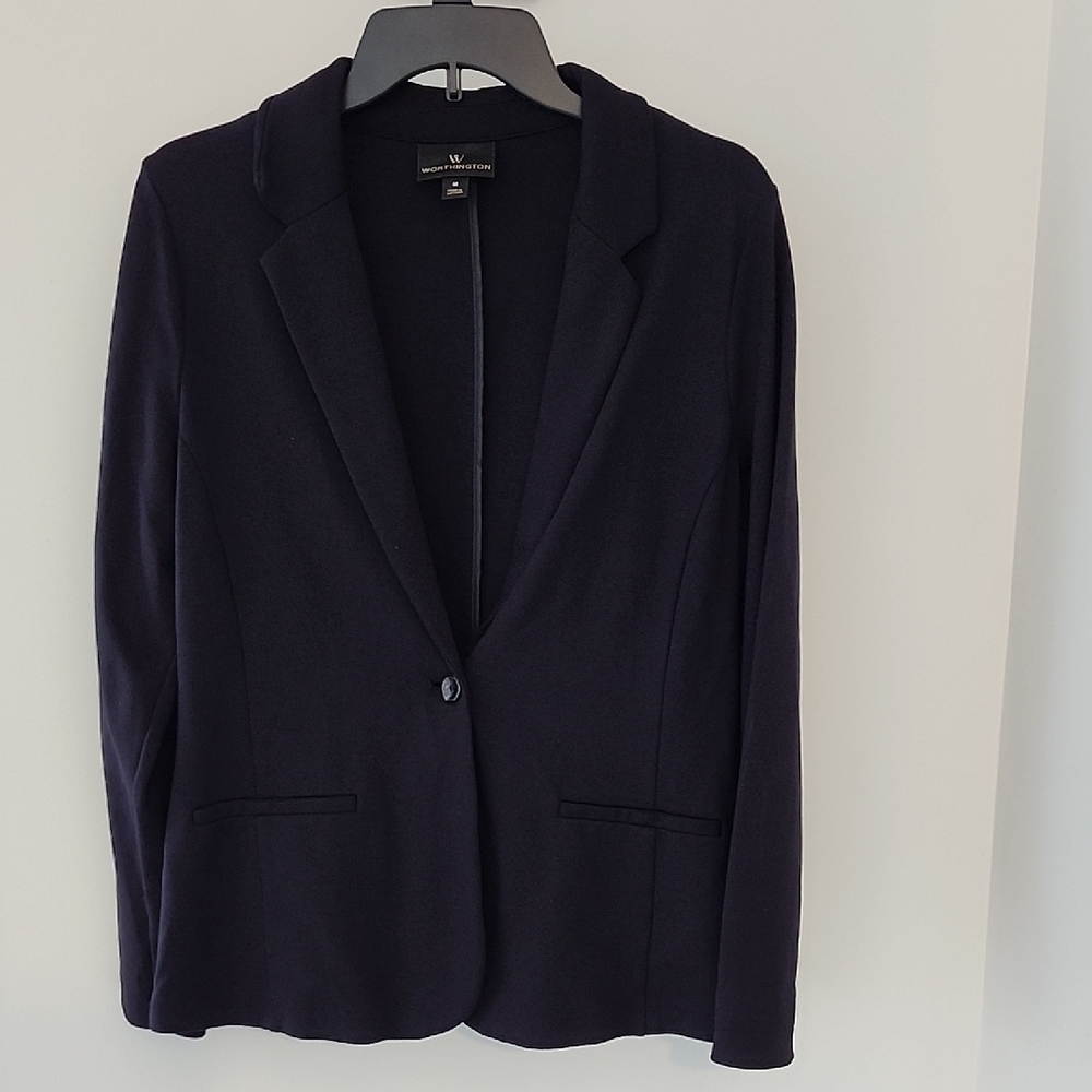 Worthington Navy Blue Single-Button Blazer